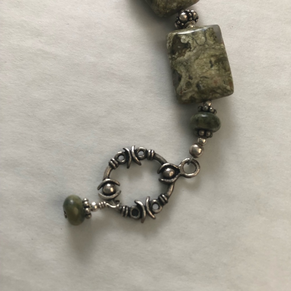 Green 6 Rectangular Jasper Stone Bracelet Toggle … - image 4